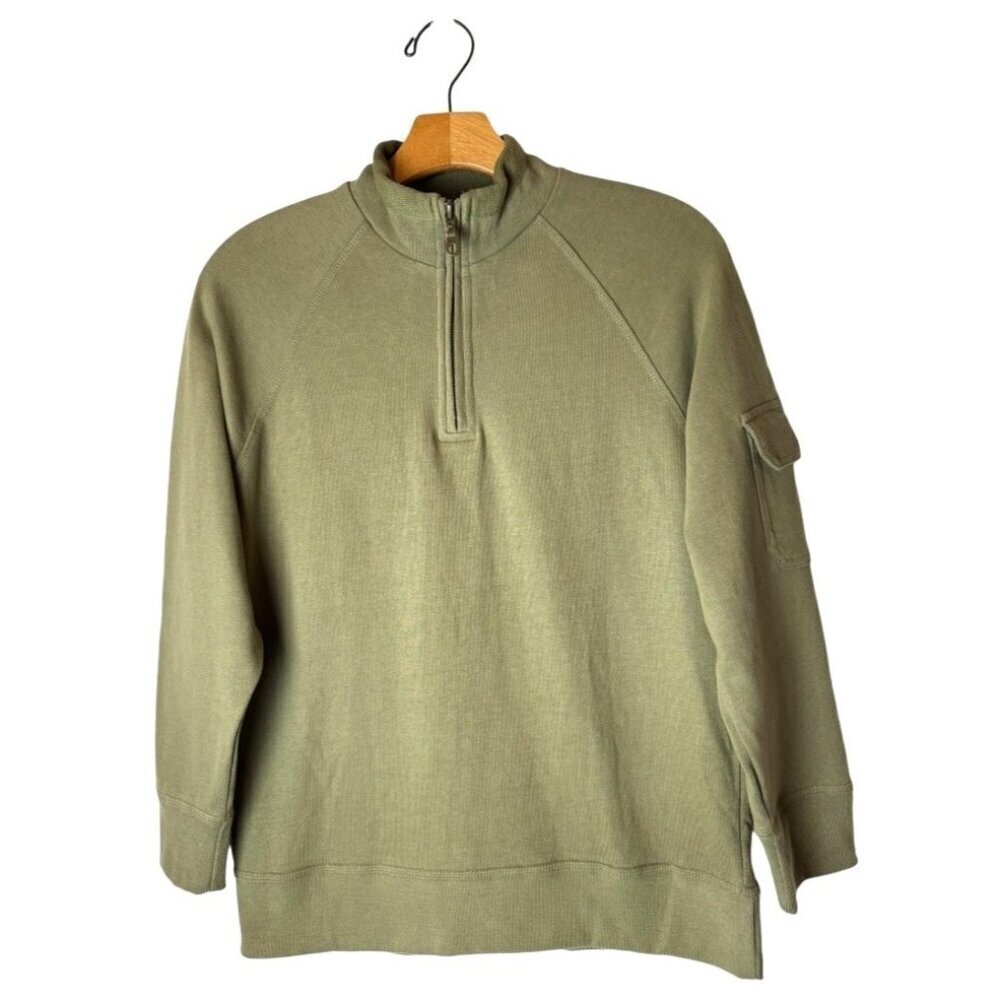 Crazy 8 Shirt Youth Boys Large Olive‎ Green Cotton Quarter Zip Sweatshirt NWT